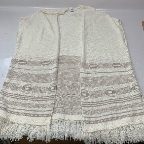 Old Navy Open Long  Cardigan  XL/XXL Sleeveless Vest‎ Fringe Boho Western Layer - Picture 1 of 11